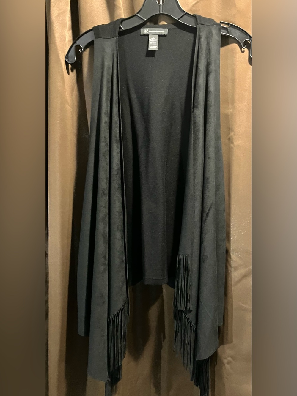 INC International Concepts Black Knit Cardigan with Fringe